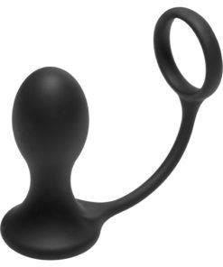 Prostatic Play Rover Silicone Cock Ring and Prostate Plug - Black