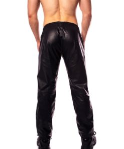 Prowler Red Leather Joggers - Small - Black/White