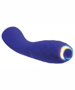 Rainbow G Rechargeable Silicone Light Up Vibrator With Prostate Stimulator - Blue