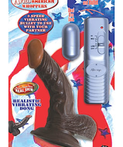Real Skin All American Afro American Whoppers Vibrating Dildo With Balls 5in - Chocolate
