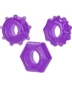 Reversible Ring Set Silicone Cock Ring (3 Piece Set) - Purple