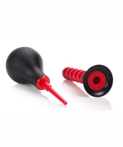 Ribbed Anal Douche Red and Black