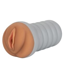 Ribbed Gripper Tight Pussy Dual Dense Textured Masturbator Stroker Brown 6 Inches