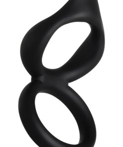 Silicone Dual Ring Clit Tickler Cock Ring - Black