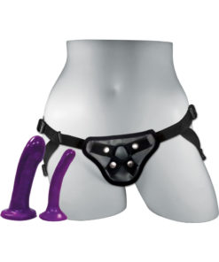 Sportsheets Anal Explorer Strap-On Harness Kit With 2 Silicone Dildos - Black/Purple