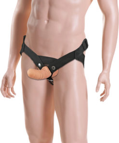 Sportsheets Everlaster Stud Hollow Dong With Strap-On Harness - Black/Vanilla