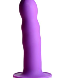 Squeeze-It Squeezable Wavy Silicone Dildo 7.3in - Purple