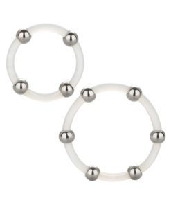 Steel Beaded Silicone Ring Set (2 Per Set) -Large/X-Large - Clear