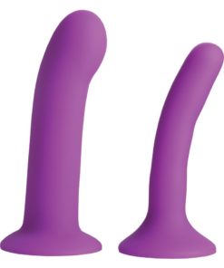 Strap U Incurve Silicone G-spot Duo Dildo Set - Purple