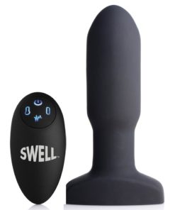 Swell Inflatable Rechargeable Silicone Vibrating Missile Anal Plug - Black