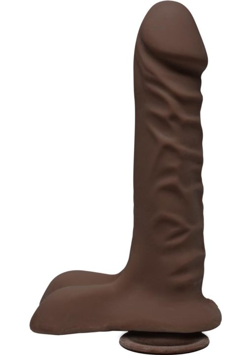 The D Super D Ultraskyn Dildo with Balls 8in - Chocolate