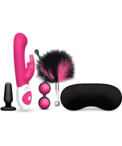 The G-Spot Rabbit Rechargeable Silicone Vibrator Couples Playtime Set - Pink And Black