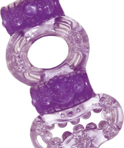 The Macho Ultimate Ring Double Power Cock And Ball Vibrating Cock Ring - Purple
