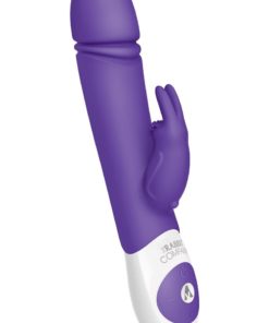 The Thrusting Rabbit Rechargeable Silicone Vibrator With Clitoral Stimulation - Purple