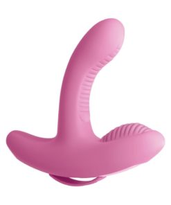 Threesome Rock N Grind Silicone Vibrator Multi Speed USB Rechargeable Remote Control Splashproof Pink