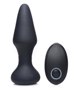 Thump-It Rechargeable Silicone Thumping Slim Butt Plug - Black