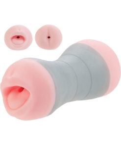 Travel Gripper Dual Density Stroker - Mouth And Ass - Pink