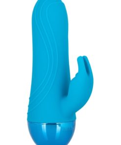 Tremble Please Rechargeable Dual Density Silicone Vibrator With Clitoral Stimulator - Blue