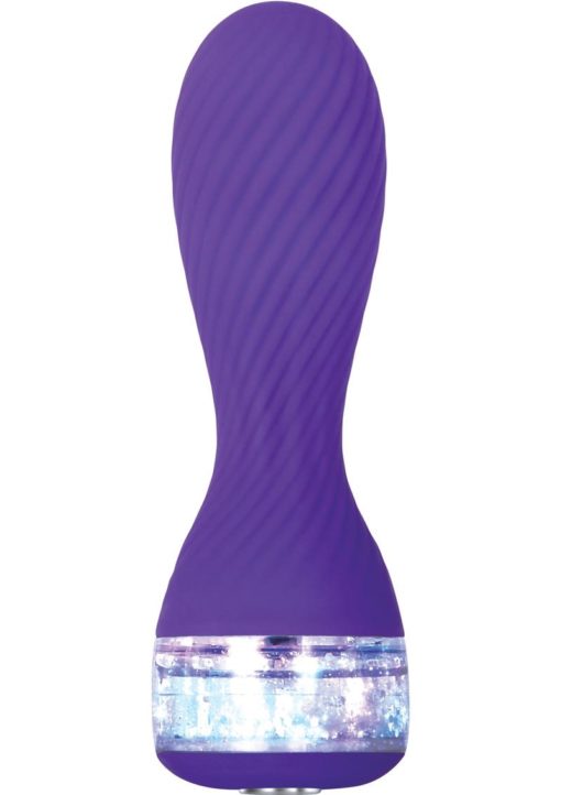 Twinkle Silicone LED Light Vibrator USB Rechargeable Waterproof Purple 4.4 Inches