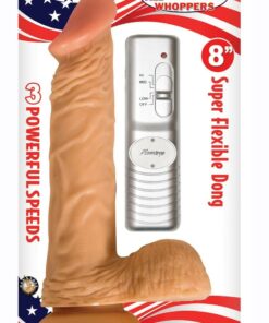 Real Skin All American Whoppers Vibrating Dildo with Balls 8in - Vanilla