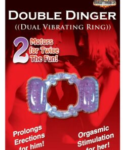 Humm Dinger Double Dinger Dual Vibrating Cock Ring - Purple