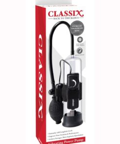 Classix Vibrating Power Penis Pump - Clear and Black