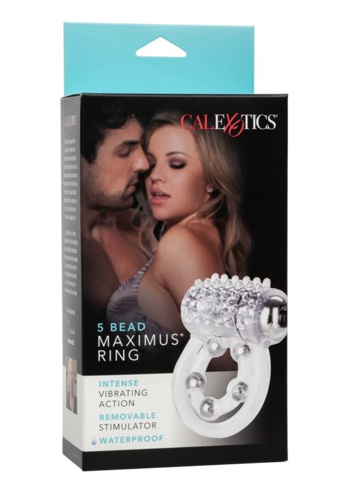 5 Bead Maximus Ring Vibrating Cock Ring - Clear