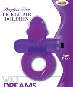Purrfect Pets Tickle Me Dolphin Silicone Stimulator with Vibrating Bullet - Purple