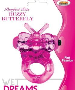 Purrfect Pets Buzzy Butterfly Silicone Stimulator with Vibrating Bullet - Magenta