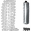Studded Cock Teaser Vibrating Penis Extension Sleeve - Clear