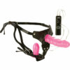 Dual Harness Strap-On with Vibrating Dildo and Plug - Pink