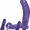 Double Penetrator Ultimate Cock Ring with Vibrating Dildo - Purple