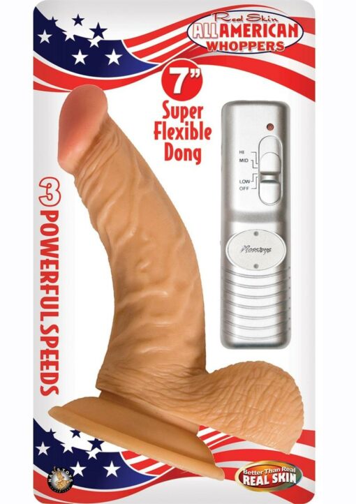 Real Skin All American Whoppers Vibrating Dildo with Balls 7in - Vanilla