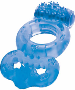 The MachO Double Ring Vibrating Ball and Cock Ring - Blue