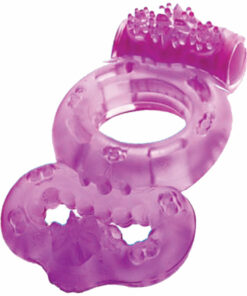 The MachO Double Ring Vibrating Ball and Cock Ring - Purple