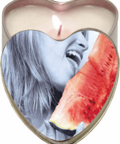 Earthly Body Hemp Seed Heart-Shaped Edible Massage Candle Watermelon 4oz