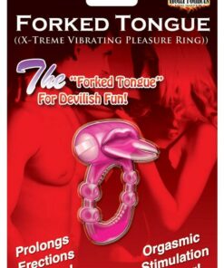 Forked Tongue Vibrating Silicone Cock Ring Waterproof - Magenta