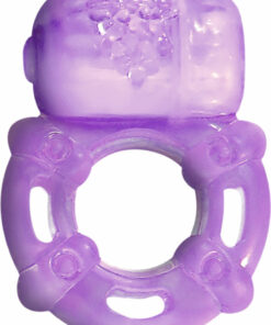 Super Stud Orgasmic Vibrating Silicone Cock Ring Waterproof - Purple
