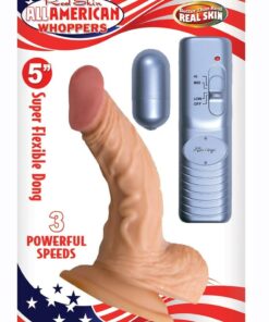 Real Skin All American Whoppers Vibrating Dildo with Balls 5in - Vanilla