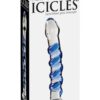 Icicles No. 5 Textured Glass Dildo 7.25in - Clear/Blue