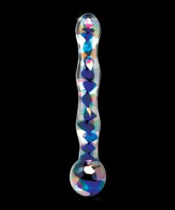 Icicles No. 8 Beaded Glass Dildo 7in - Clear/Blue