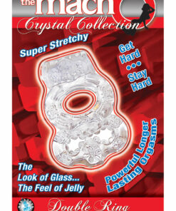 The MachO Crystal Collection Double Ring Vibrating Cock Ring - Clear