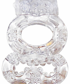 The MachO Crystal Collection Double Ring Vibrating Cock Ring - Clear