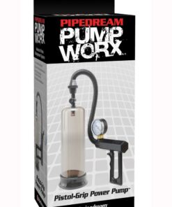 Pump Worx Pistol Grip Power Penis Pump - Clear and Black