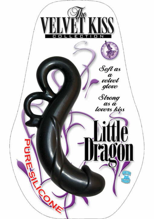 The Velvet Kiss Collection Little Dragon Silicone Dildo - Black