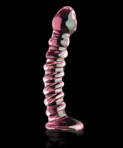 Icicles No 28 Textured Glass G-Spot Dildo 7in - Pink