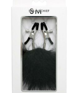 Sex and Mischief Feathered Nipple Clamps - Black