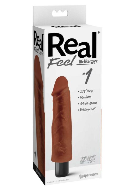 Real Feel Lifelike Toyz No. 1 Realistic Vibrating Dildo 7.5in - Chocolate
