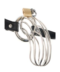 Fetish Fantasy Extreme The Prisoner Steel Cock Cage Chastity Belt with Lock - Silver