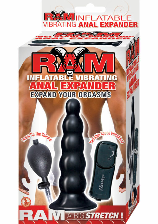 Ram Inflatable Vibrating Anal Expander Butt Plug - Black